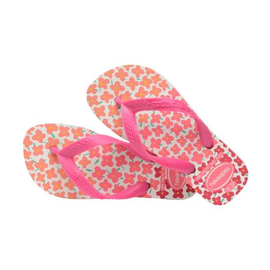 Imagem de Sandália havaianas infantil kids flores branco/rosa flux 23/24