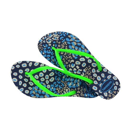 Imagem de Sandália havaianas feminino slim animals azul/verde 25/26