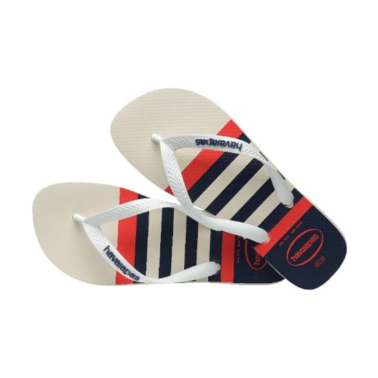 Imagem de Sandalia havaiana masculino top nautical branco/branco/marinho 41/42