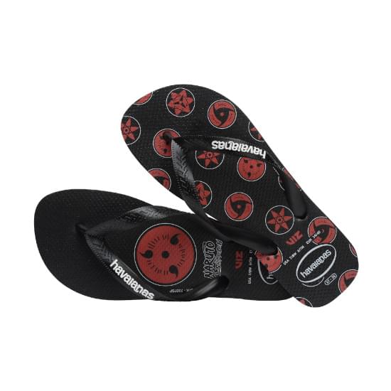 Imagem de Sandália havaianas masculina top naruto preto/preto/vermelho rubi 35/36