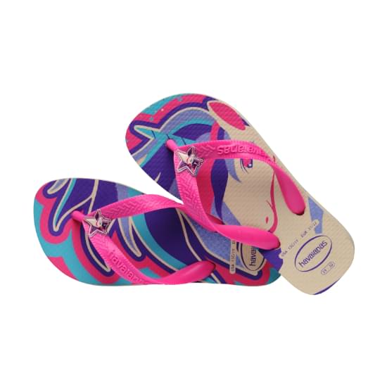 Imagem de Sandalia havaianas infantil kids fantasy bege palha/magenta neon 23/24