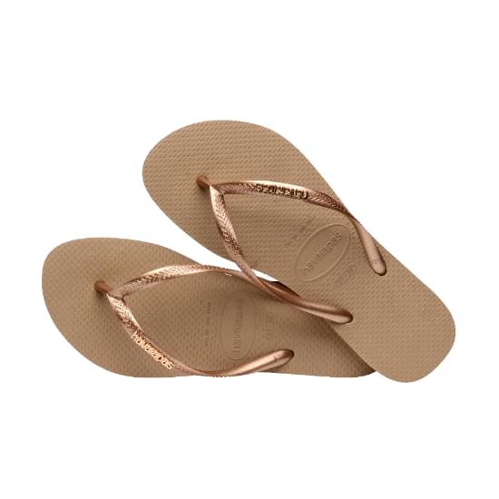 Imagem de Sandálias havaianas feminina slim logo metallic rose gold  39/40