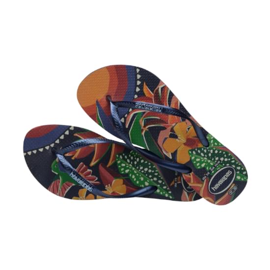 Imagem de Sandalia havaiana feminina slim tropical marinho/marinho 39/40