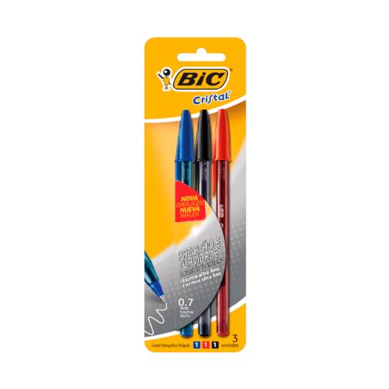 Imagem de Caneta cristal bic fina 0.7 | com 03 unidades