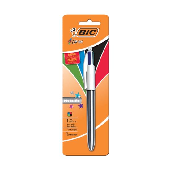 Imagem de Caneta bic 4 cores metallic prata 1.0mm