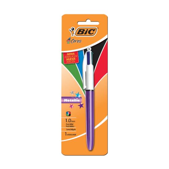 Imagem de Caneta bic 4 cores corpo metallic roxa 1.0mm