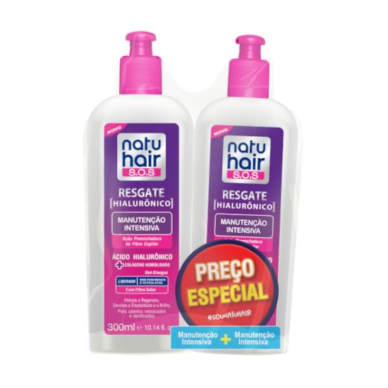 Imagem de Kit manutenção intensiva natu hair sos resgate hialurônico (300ml+300ml)