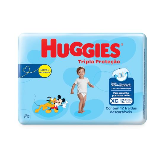 Imagem de Fralda infantil huggies tripla proteção tamanho xg jumbinho | com 12 unidades