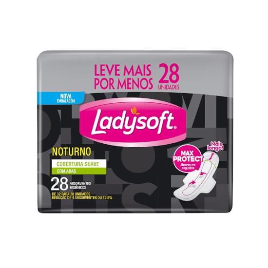 Imagem de Absorvente ladysoft noturno suave com abas 28 unidades