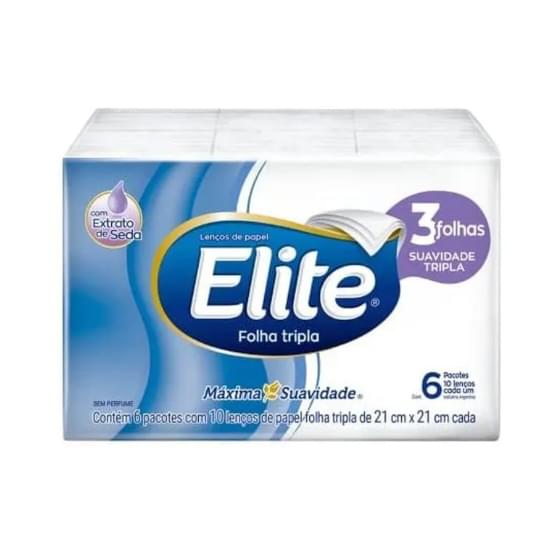 Imagem de Lenço de papel elite 6 pacotes com 10 folhas triplas