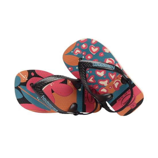 Imagem de Sandália havaianas baby mini me bege palha/preto 17/18