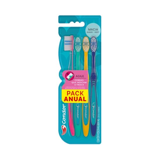 Imagem de Pack escova dental macia condor agile cabeça m 4 unidades