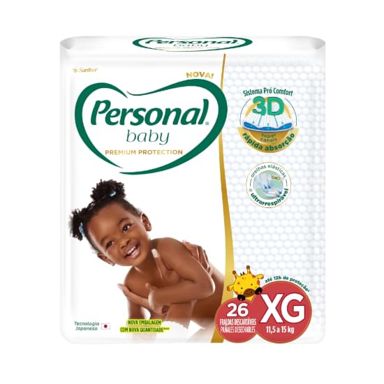 Imagem de Fralda infantil personal baby premium protection mega tamanho xg | com 26 unidades