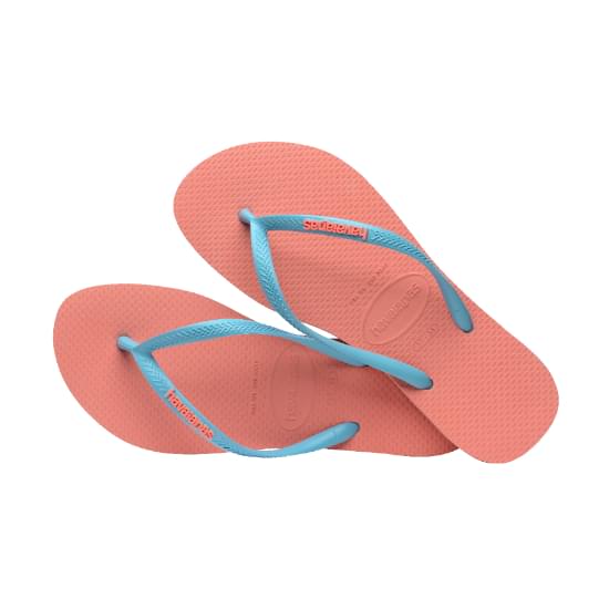 Imagem de Sandalia havaianas feminina slim logo pop-up rosa peach 33/34