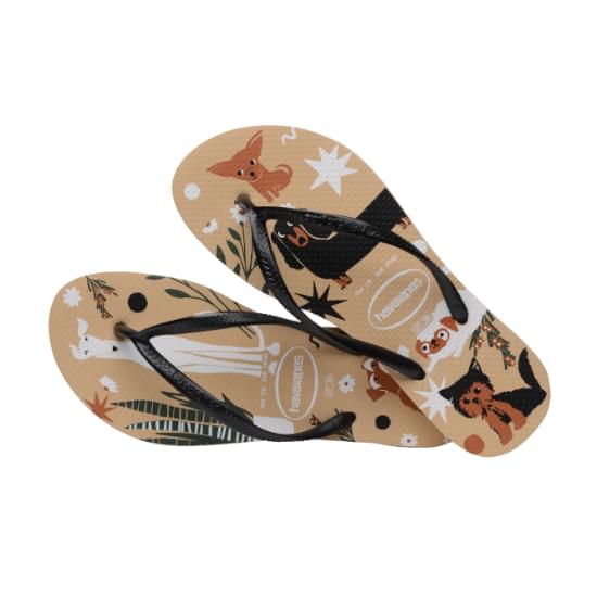 Imagem de Sandália havaianas feminina slim pets dourado/preto 33/34