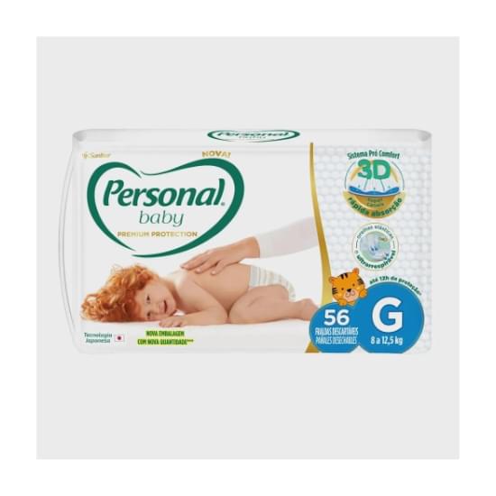 Imagem de Fralda infantil personal baby premium protection hiper tamanho g | com 56 unidades