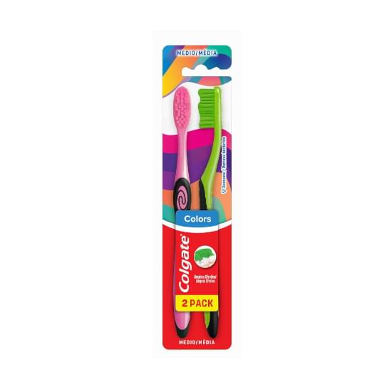 Imagem de Escova dental média colgate colors twister fresh 2 unidades