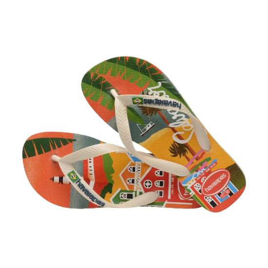 Imagem de Sandália havaianas unissex top postcard bege palha 41/42