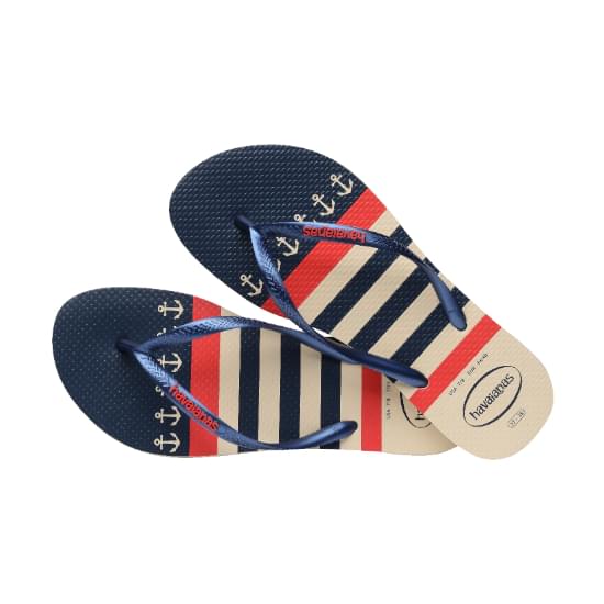 Imagem de Sandália havaianas feminina slim nautical bege palha/marinho 37/38