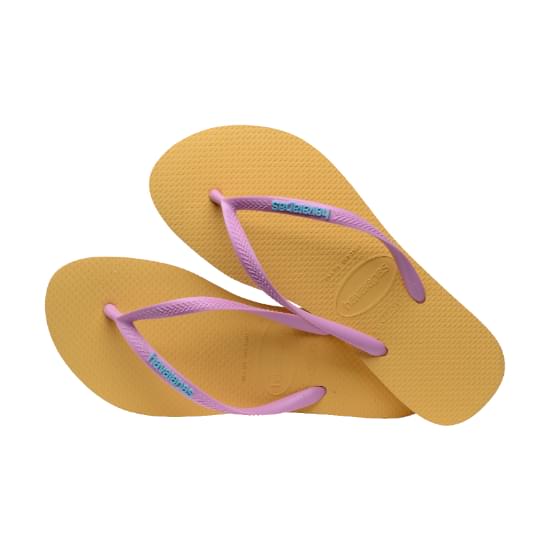 Imagem de Sandalia havaianas feminina slim logo pop-up amarelo caja 39/40