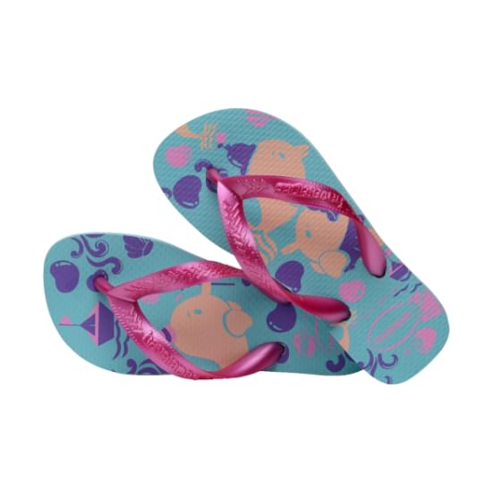 Imagem de Sandália havaianas infantil kids top pets azul tradicional/rosa gum 35/36