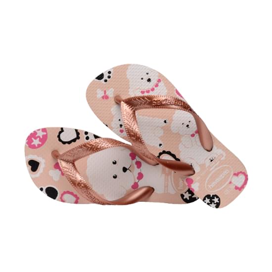 Imagem de Sandália havaianas infantil kids top pets rosa ballet/dourado blush 33/34