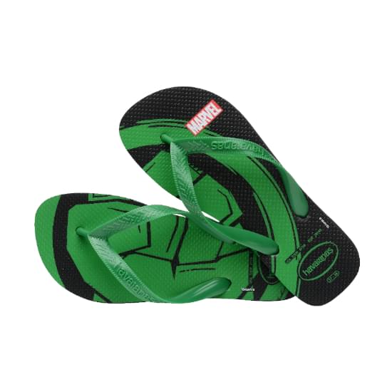 Imagem de Sandália havaianas masculina top marvel logomania preto/verde patria 25/26