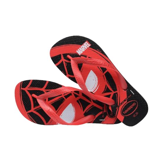 Imagem de Sandália havaianas masculina top marvel logomania preto/vermelho rubi 25/26