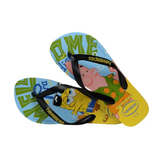 Imagem de Sandálias havaianas masculina top spongebob branco/preto 29/30