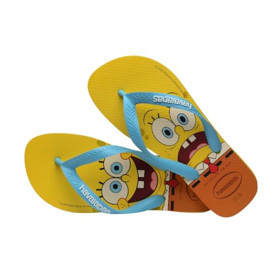 Imagem de Sandálias havaianas masculina top spongebob amarelo citrico 23/24