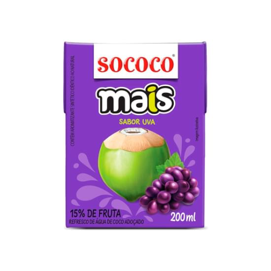 Imagem de Água de coco sococo mais uva 200ml