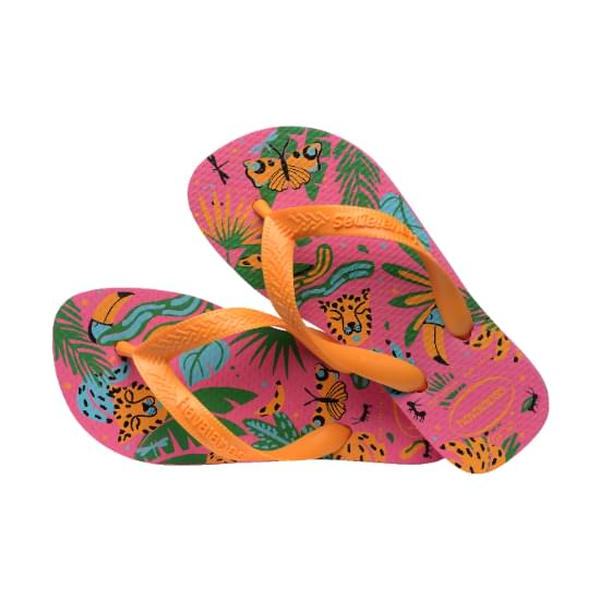 Imagem de Sandália havaianas infantil kids top fashion rosa flux/amarelo pop 27/28