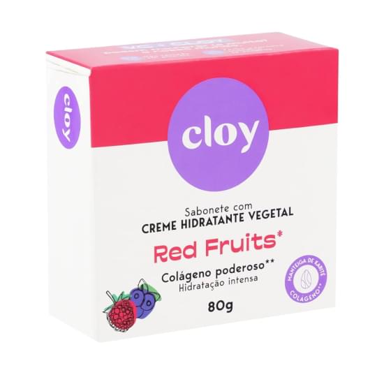 Imagem de Sabonete barra hidratante vegetal red fruits cloy colágeno poderoso caixa 80g