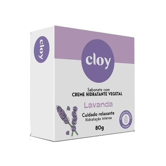 Imagem de Sabonete barra hidratante vegetal lavanda cloy cuidado relaxante caixa 80g