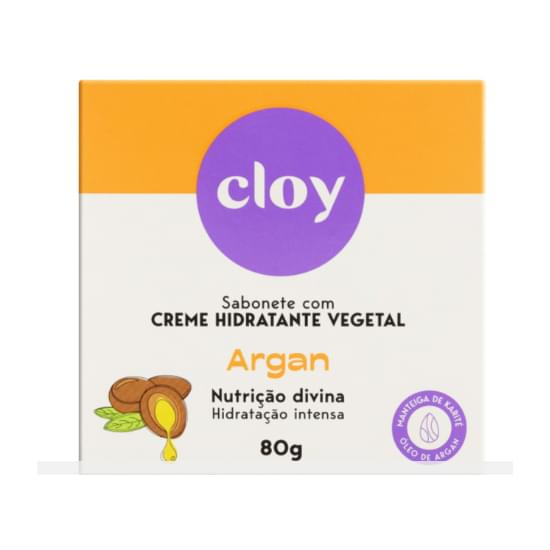 Imagem de Sabonete barra hidratante vegetal argan cloy nutrição divina caixa 80g