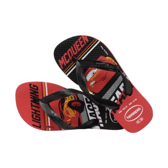 Imagem de Sandália havaianas infantil kids cars vermelho/preto 33/34