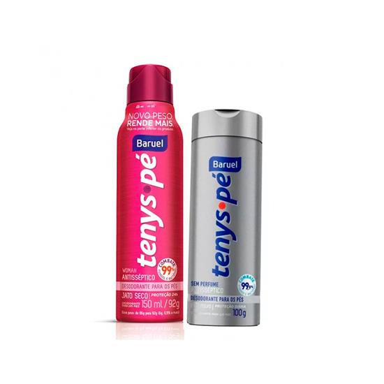 Imagem de Talco para pés tenys pé sem perfume 100g + jato seco woman 92g