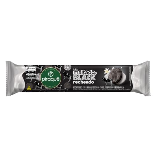 Imagem de Biscoito leite maltado black recheio baunilha piraquê pacote 85g