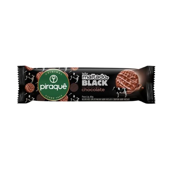 Imagem de Biscoito leite maltado black cobertura chocolate piraquê pacote 80g