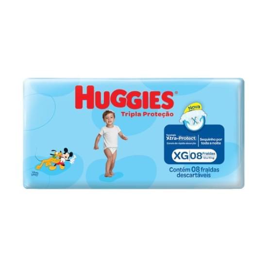 Imagem de Fralda infantil huggies tripla proteção tamanho xg | com 8 unidades