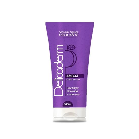 Imagem de Sabonete líquido delicaderm esfoliante corpo e rosto ameixa 180ml