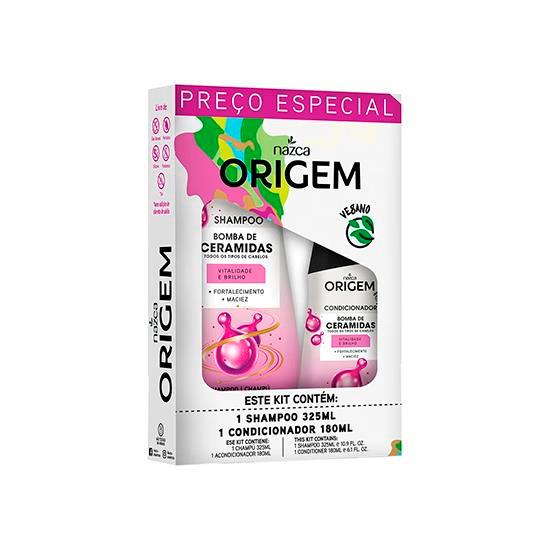 Imagem de Origem kit shampoo 325ml e condicionador 180ml bomba de ceramidas