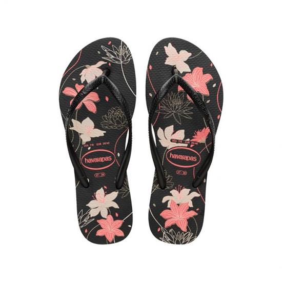 Imagem de Sandália havaianas feminina slim organic preto/cinza dark/rosa bebe 38/40