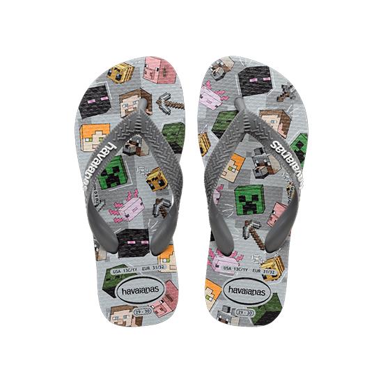 Imagem de Sandalia havaianas infantil kids minecraft cinza aço 23/24