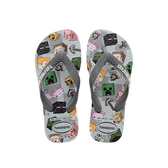 Imagem de Sandalia havaianas infantil kids minecraft cinza aço 33/34