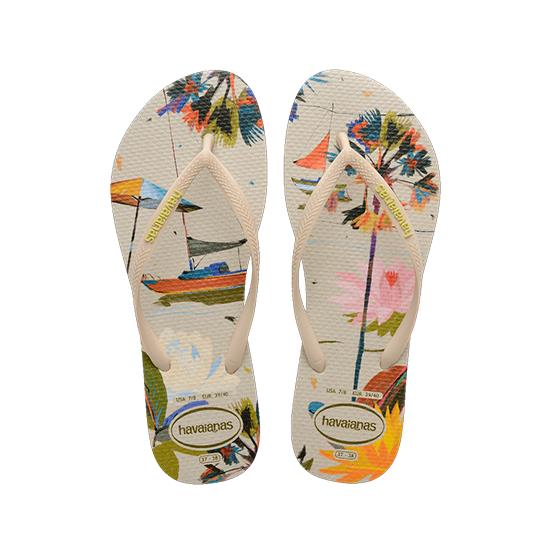 Imagem de Sandália havaianas feminina slim summer bliss bege palha 33/34