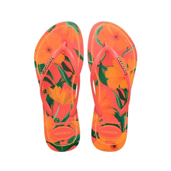 Imagem de Sandalia havaiana feminina slim tropical coral tropical 33/34