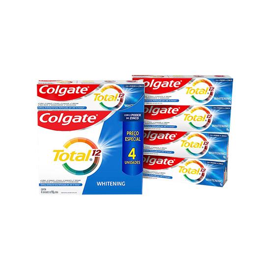 Imagem de Pack creme dental colgate total 12 whitening caixa 4 unidades 90g cada