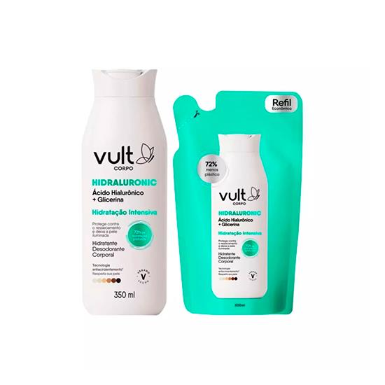 Imagem de Kit desodorante hidratação intensiva 350ml + refil 300ml vult corpo hidraluronic