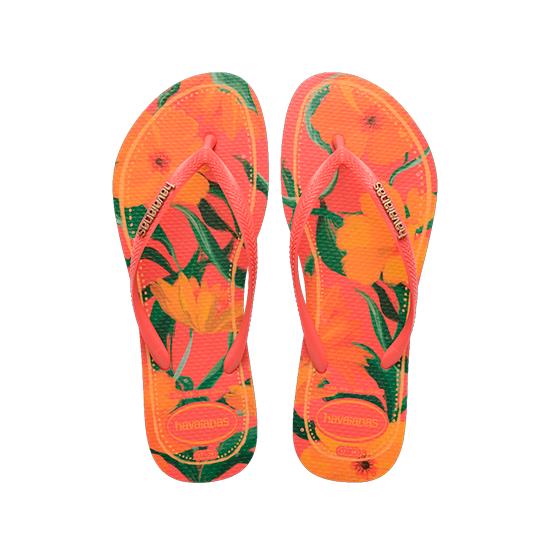 Imagem de Sandalia havaiana feminina slim tropical coral tropical 39/40